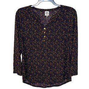 Anne Klein Leopard Print V-Neck Blouse, 3/4 Sleeve, Women's Size Large